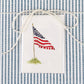 Mini notecard with watercolor American flag illustration on white cardstock