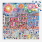 Celebrate the USA puzzle box displaying vibrant 500-piece jigsaw with Michael Storrings' patriotic boardwalk illustration featuring fireworks, Ferris wheel, crowds, and Americana details