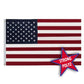American flag with navy canton, white stars, and red and white stripes, labeled "Strong Poly2" for durable polyester material