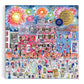500-piece jigsaw puzzle box with foil finish featuring a vibrant boardwalk celebration scene with fireworks, decorated patriotic building, and crowds of people.