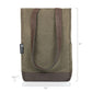 Olive canvas and burgundy leather 2-bottle insulated wine tote with reinforced bottom panel and dual handles