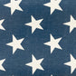 Blue table runner with white stars in a repeating pattern, woven fabric finish, patriotic 4th of July design
