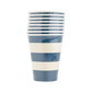 Blue and cream striped paper cup with star pattern and horizontal color bands—festive 4th of July party cups for celebrations