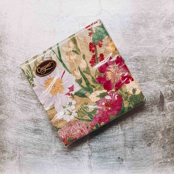 Indulge in luxury with our Caspari triple-ply Cocktail Napkins. Made in Germany, these napkins feature exquisite artwork and designs from around the world, printed with nontoxic, water-soluble dyes and food-safe ink. Elevate your entertaining with sophistication and taste. Comes in sets of 20 napkins in 17 different designs.