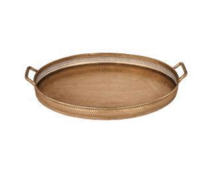 Antique Gold Oval Metal Tray