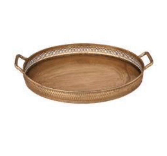 Antique Gold Oval Metal Tray