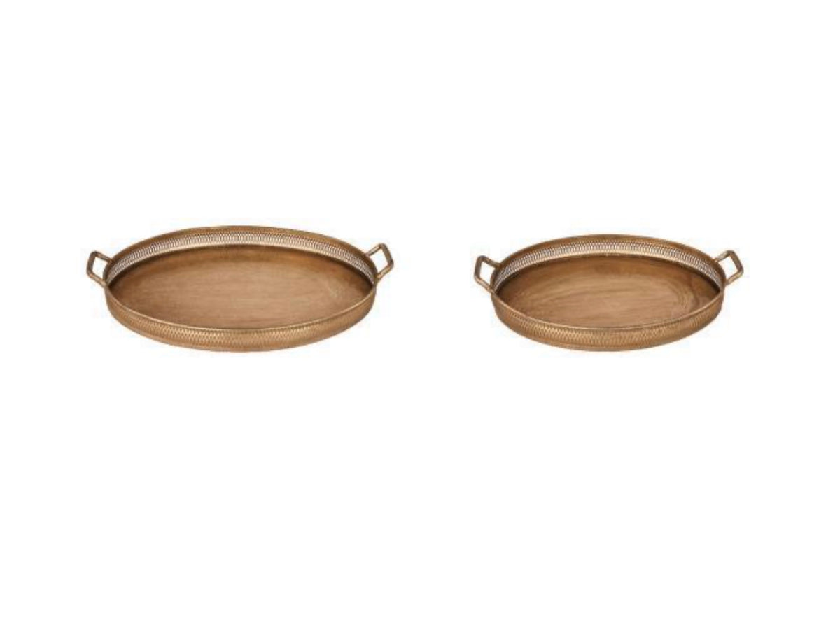 Antique Gold Oval Metal Tray