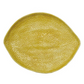 Yellow stoneware lemon-shaped platter with textured dimpled surface