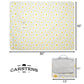 Carstens picnic blanket with yellow and white daisy pattern on gray, 80x60 inches, displayed with carrying handle