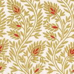 Gold botanical cocktail napkin with repeating palm frond and leaf pattern on cream background