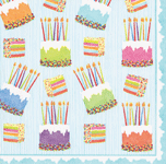 Caspari cocktail napkins with colorful striped frosted cake design in repeating pattern