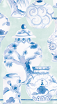 Triple-ply guest towels with blue botanical artwork on white ground, featuring floral and leaf designs