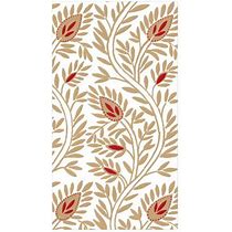 Caspari triple-ply guest towel featuring gold and burnt orange botanical flowers with delicate leaves on white background