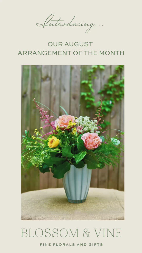 Introducing our August Arrangement of the Month! 🌿 Bursting with vibrant summer blooms and lush greenery, this stunning bouquet is designed to bring joy and elegance to any space. 