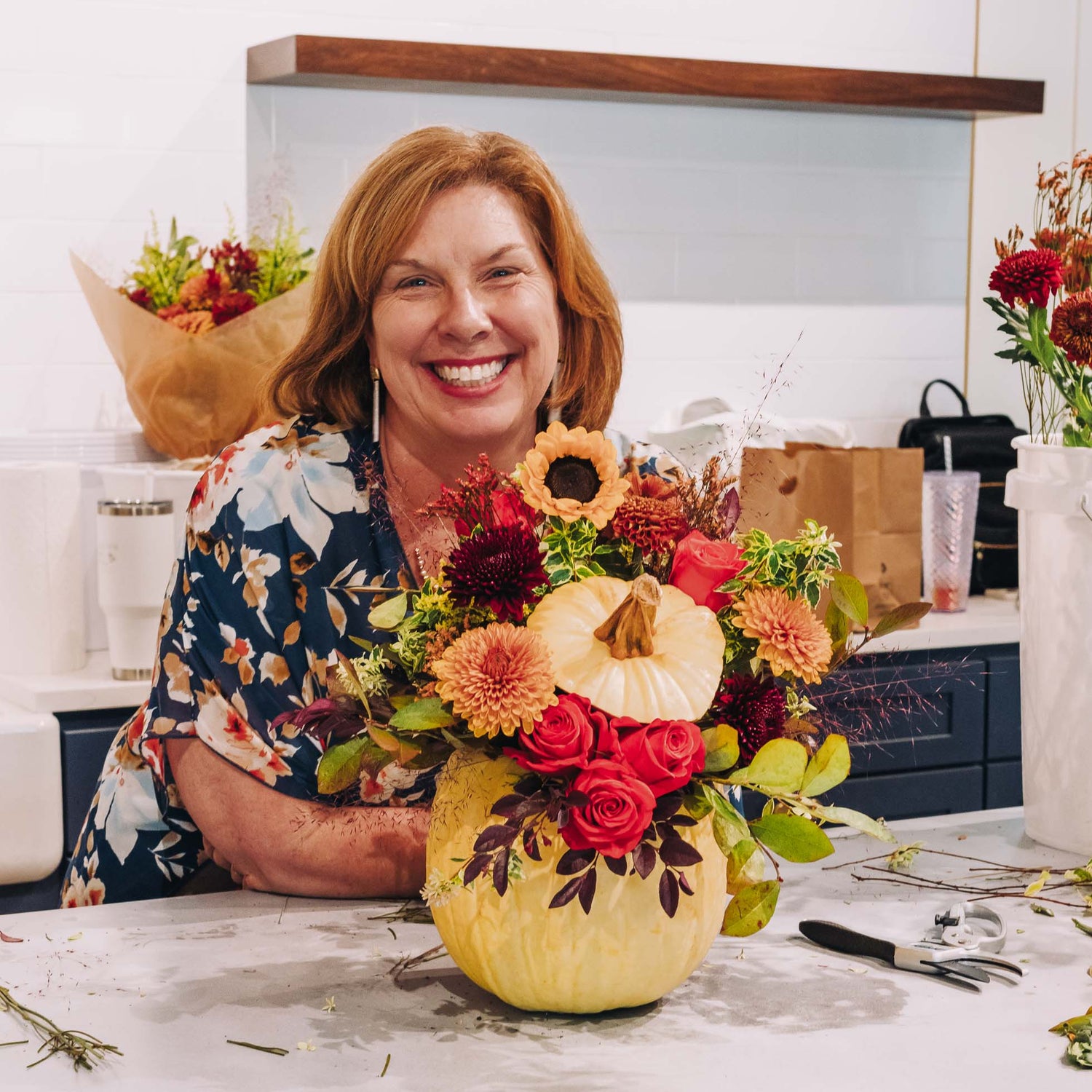 Pumpkin floral arranging class